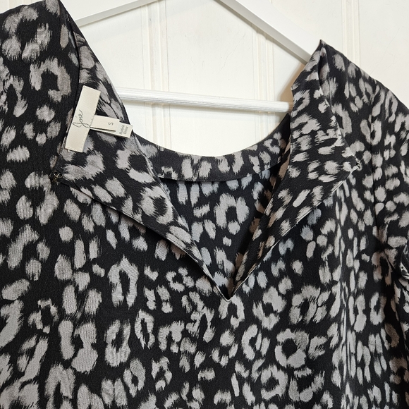 Joie Silk Leopard Dress Womens Size S Weaver Black Short Sleeve Relaxed Fit - Picture 9 of 12